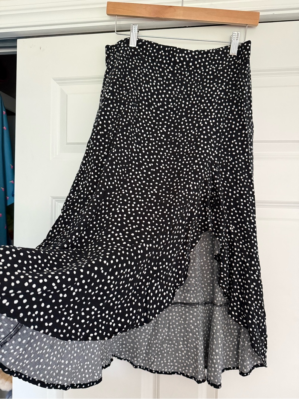 Pink Rose Black and White Polka Dot High-Low Skirt
